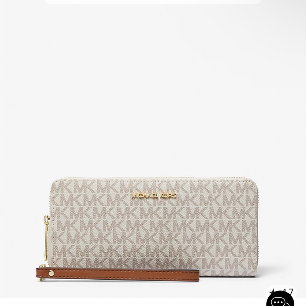 Michael Kors Beige and Brown Jet Set Long Wallet